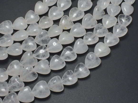 Clear Quartz 10mm Heart Beads, 14.5 Inch-BeadBasic