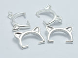 4pcs 925 Sterling Silver Pendant Setting, Kitty Pendant Setting, 12x8mm, for 8mm bead-BeadBasic