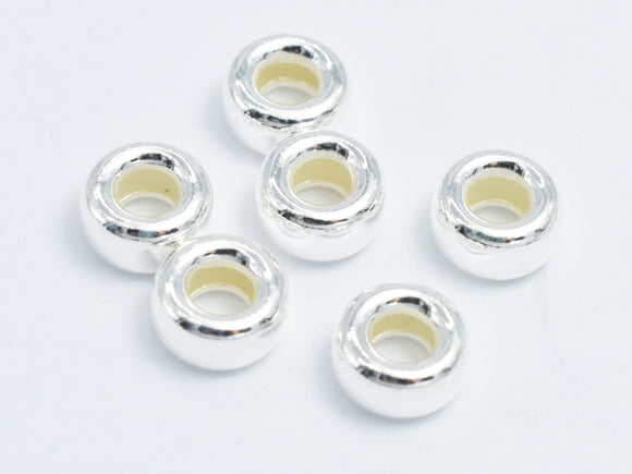 8pcs 925 Sterling Silver Beads, 6mm (6.4mm) Rondelle Spacer-BeadBasic