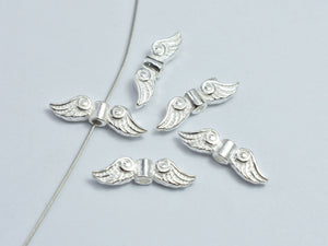 4pcs 925 Sterling Silver Angel Wing Beads, 14x3.6mm-BeadBasic