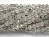 Black Mica in Quartz, 3.8mm Micro Faceted Round-BeadBasic