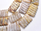 Bamboo Leaf Agate, 25x35mm Carved Rectangle-BeadBasic