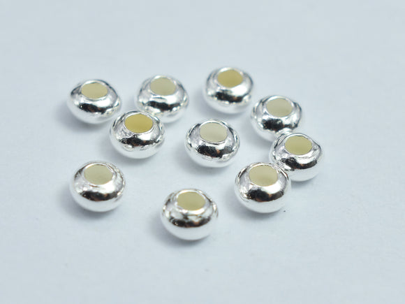 30pcs 925 Sterling Silver 3mm Rondelle Spacer Beads, Crimp Beads-BeadBasic