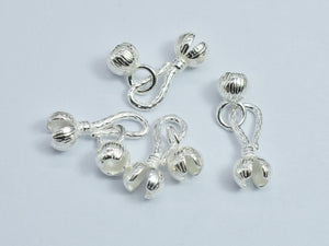 2sets 925 Sterling Silver 5mm Crimp End Caps with 10mm S Hook Clasp-BeadBasic