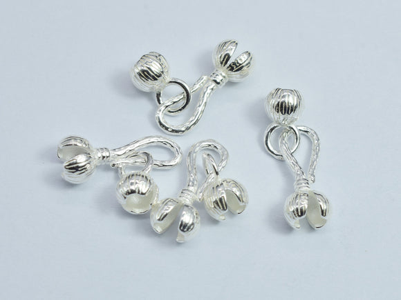 2sets 925 Sterling Silver 5mm Crimp End Caps with 10mm S Hook Clasp-BeadBasic