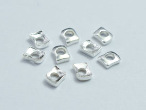 20pcs 925 Sterling Silver 3x3.8mm Curved Rectangle Spacer-BeadBasic