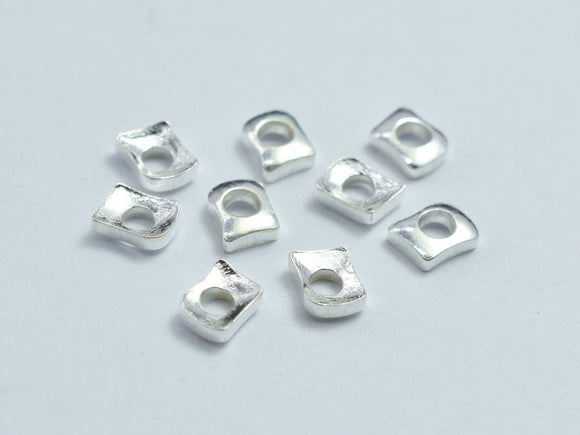 20pcs 925 Sterling Silver 3x3.8mm Curved Rectangle Spacer-BeadBasic