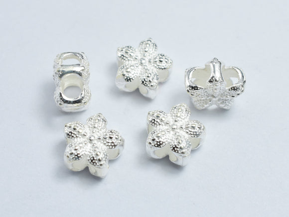 2pcs 925 Sterling Silver Flower Beads, 8x4.7mm-BeadBasic