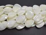 Mother of Pearl, MOP, White, 13x18mm Carved Leaf-BeadBasic