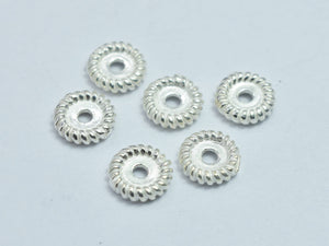 6pcs 925 Sterling Silver Beads, 6mm Round Spacer Beads-BeadBasic