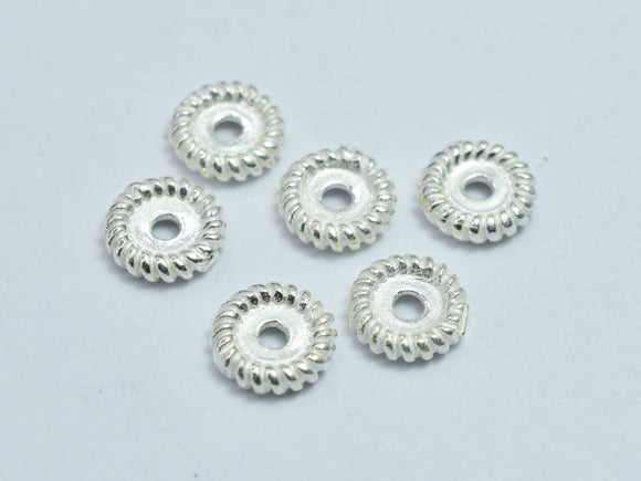 6pcs 925 Sterling Silver Beads, 6mm Round Spacer Beads-BeadBasic