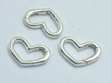 1pc 925 Sterling Silver Heart Clasp, Spring Gate Heart Clasp,16x10mm-BeadBasic