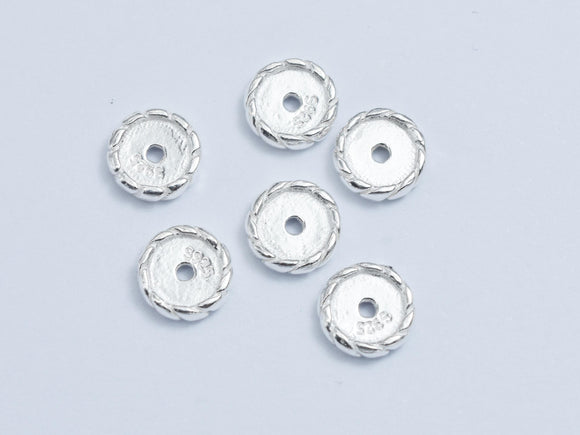 6pcs 925 Sterling Silver Beads, 5.8mm Coin Spacer