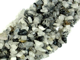 Black Rutilated Quartz, 4mm - 9mm Chips Beads, Long full strand-BeadBasic