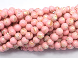 Shell Howlite-Pink, with Trochus Shell, 6mm (6.5mm)-BeadBasic