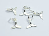 4pcs 925 Sterling Silver Charm-Whale Tail Charm, Whale Tail Pendant, 8.7x9.3mm-BeadBasic