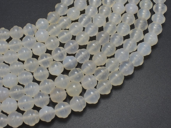 White Agate 8mm Bell Beads, 14 Inch-BeadBasic