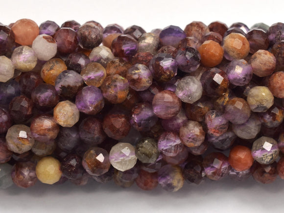 Super Seven Beads, Cacoxenite Amethyst, 4mm (4.4mm) Micro Faceted Round