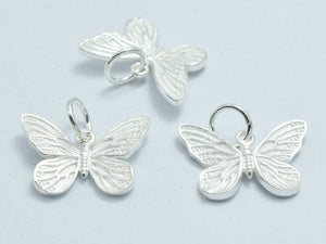 2pcs 925 Sterling Silver Charms, Butterfly Charm, 15x11mm-BeadBasic