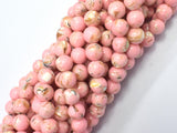 Shell Howlite-Pink, with Trochus Shell, 8mm (8.5mm)-BeadBasic