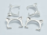 4pcs 925 Sterling Silver Pendant Setting, Kitty Pendant Setting, 12x8mm, for 8mm bead-BeadBasic