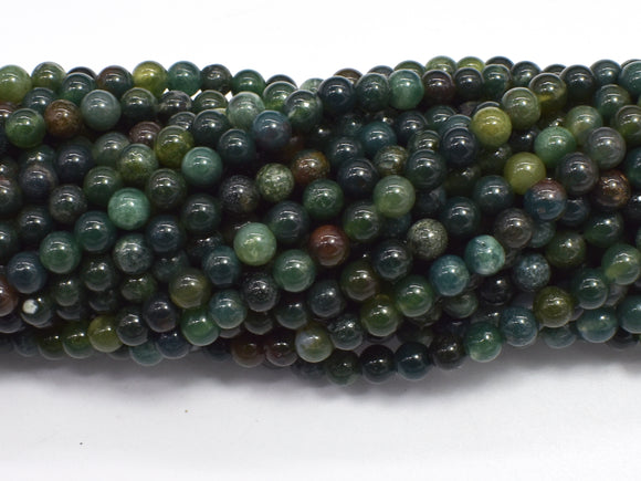 Moss Agate Beads, 4mm (4.5mm) Round Beads-BeadBasic