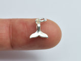 4pcs 925 Sterling Silver Charm-Whale Tail Charm, Whale Tail Pendant, 8.7x9.3mm-BeadBasic