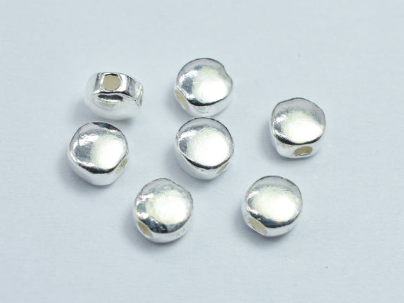 6pcs 925 Sterling Silver 4.5mm Round Coin Beads-BeadBasic