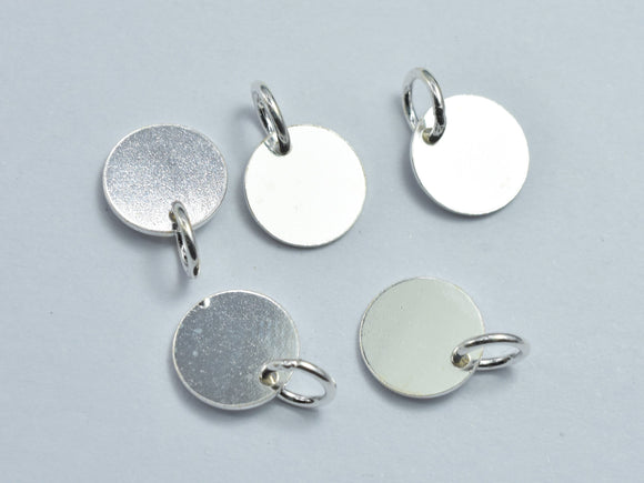 4pcs 925 Sterling Silver Round Disc Blank Charms, 8mm-BeadBasic