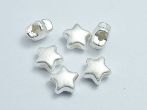 2pcs Matte 925 Sterling Silver 8.5x8.5mm Star Beads-BeadBasic