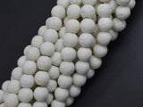 White Lava Beads, 8mm Round Beads, 15 Inch-BeadBasic