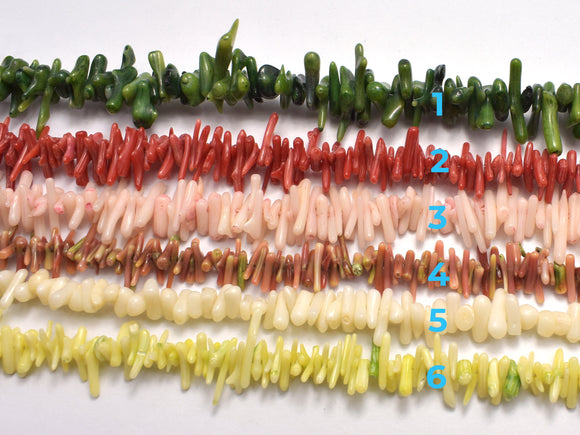 Coral, 7mm - 12mm Stick Beads, 15-16 Inch-BeadBasic