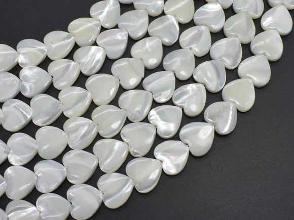 Mother of Pearl, MOP, White, 12mm Heart-BeadBasic