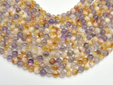 Amethyst, Citrine, 8mm Round Beads, 15 Inch-BeadBasic