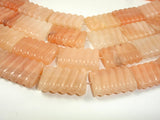 Pink Aventurine, 18x25mm Carved Rectangle Beads-BeadBasic