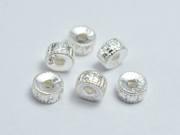 6pcs 925 Sterling Silver Beads, 4.7x2.2mm Spacer Beads-BeadBasic