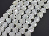 Mother of Pearl, MOP, White, 12mm Heart-BeadBasic