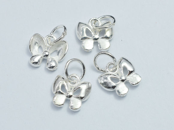 4pcs 925 Sterling Silver Charms, Butterfly Charm, 8.5x8mm-BeadBasic