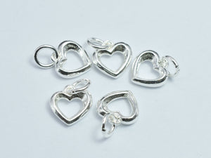 2pcs 925 Sterling Silver Heart Charm, 9.5mm-BeadBasic