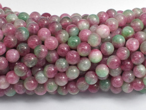 Jade - Pink & Green, 6mm (6.5mm) Round