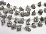 Raw Druzy Quartz Geode - Coated Silver, Approx. 15x18mm Nugget-BeadBasic