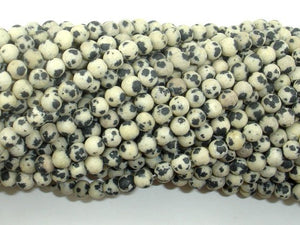 Matte Dalmation Jasper Beads, 4mm Round Beads-BeadBasic