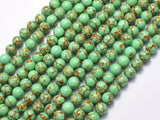 Howlite Turquoise - Green with Gold Line, 6mm (6.4mm)-BeadBasic