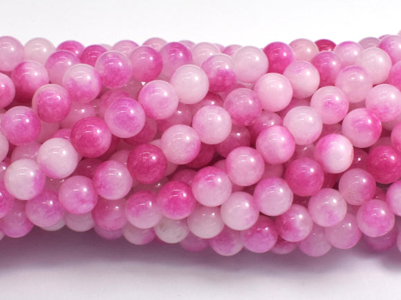 Jade - Pink & White, 6mm Round-BeadBasic