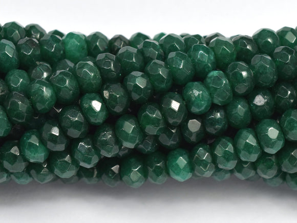 Jade - Green 3x4mm Faceted Rondelle, 14 Inch-BeadBasic