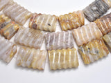 Bamboo Leaf Agate, 25x35mm Carved Rectangle-BeadBasic