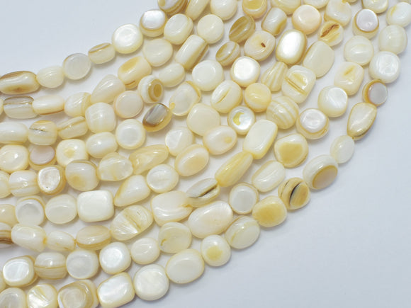Mother of Pearl Beads, MOP, Creamy White 6-9mm Nugget-BeadBasic