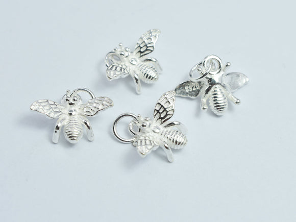 2pcs 925 Sterling Silver Charms, Honey Bee Charms, 14x11mm-BeadBasic