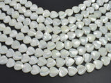 Mother of Pearl, MOP, White, 12mm Heart-BeadBasic