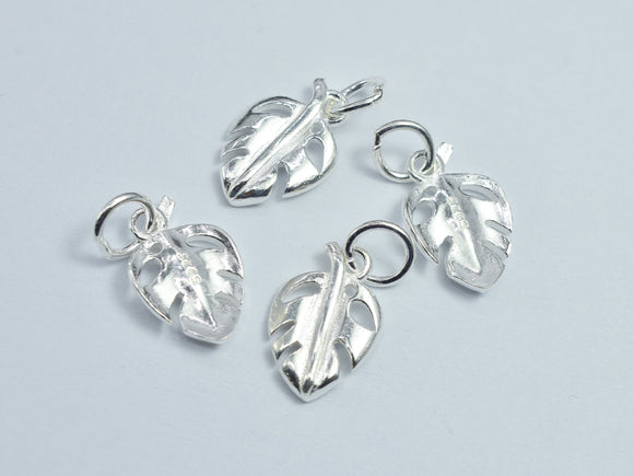 2pcs 925 Sterling Silver Charms, Leaf Charms, 13x9mm-BeadBasic